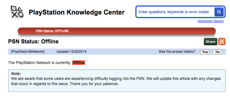Illustration for article titled Day After Christmas Outage, Xbox Live Back, PSN Down For Maintenance